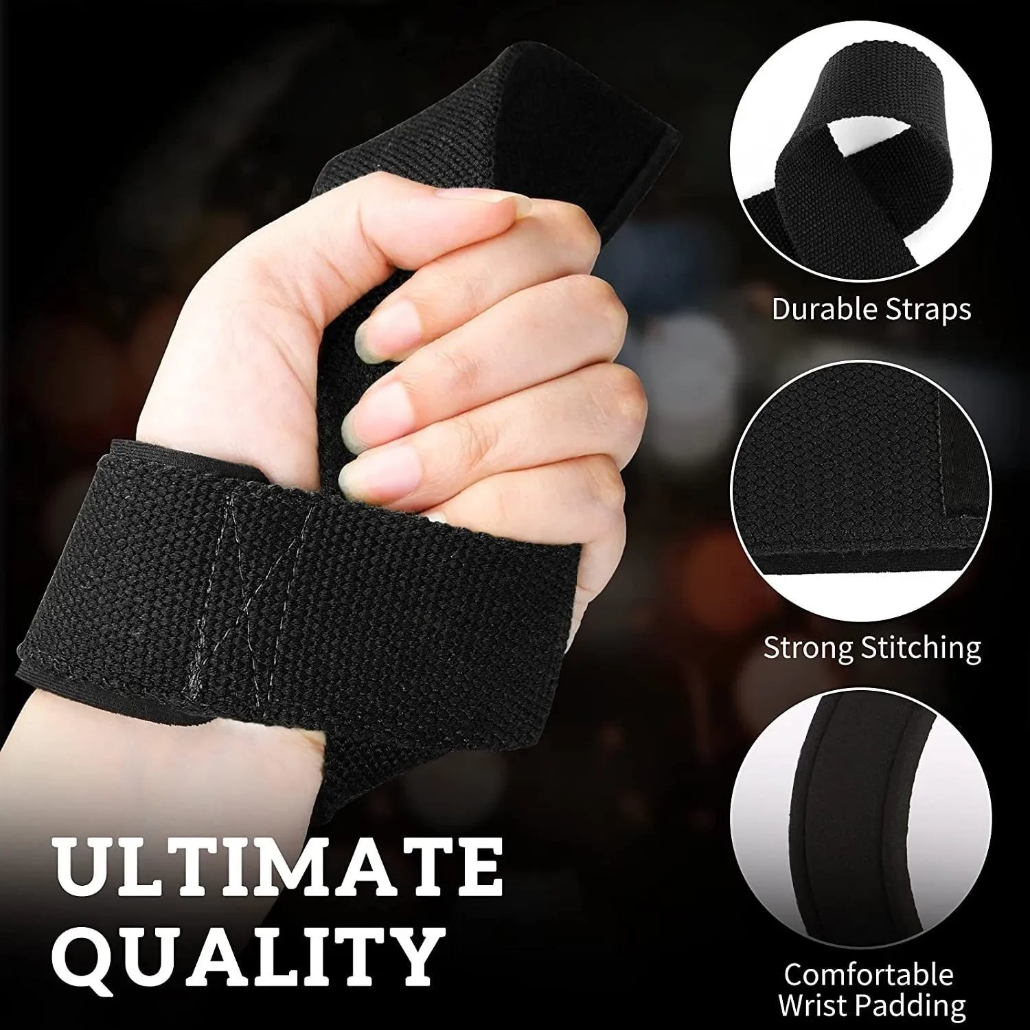 Gym Lifting Straps — Anti-Slip Wrist Wraps for Weightlifting & Powerlifting (1 Pair)